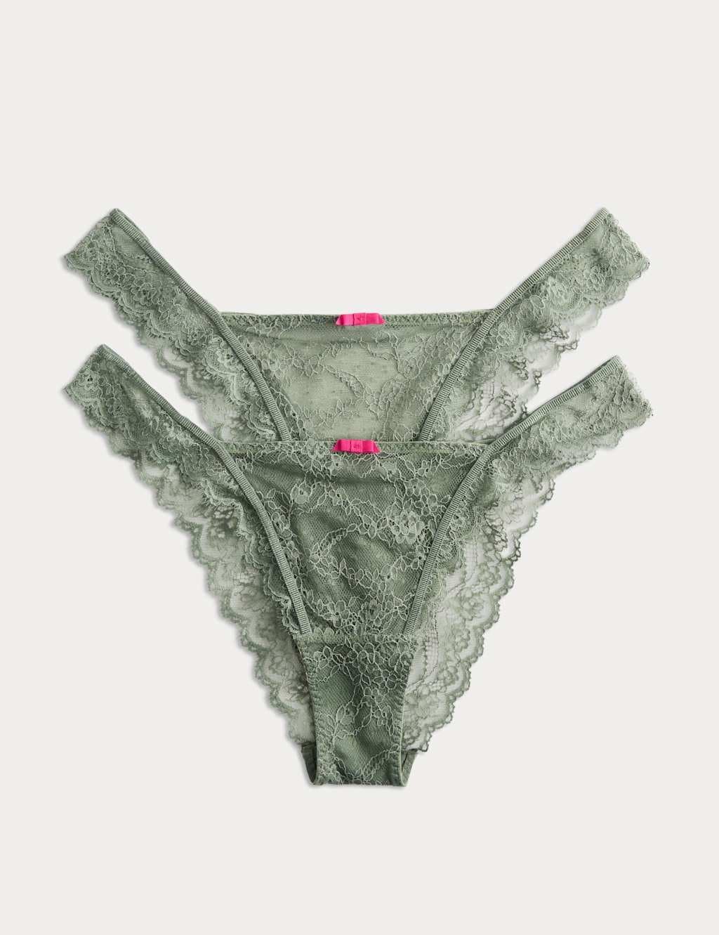 Marks & Spencer M&S 2 Pack Ida Lace Miami Knickers Washed Green