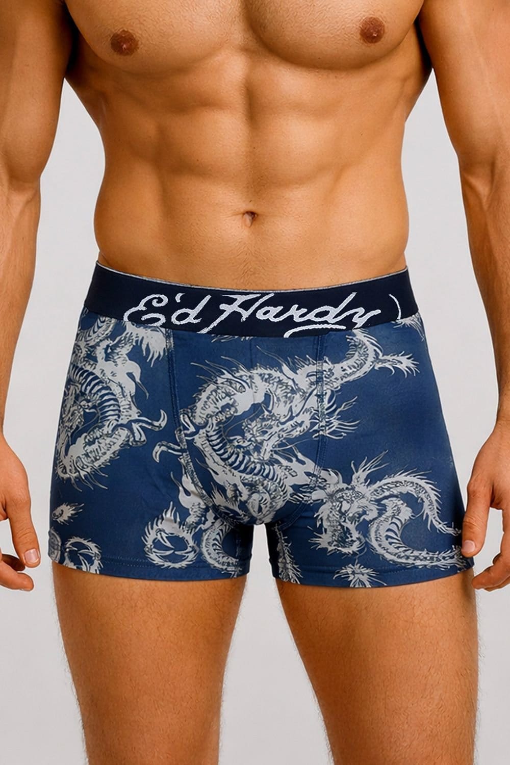 Ed Hardy Ed Hardy Men's 5 Pack Cotton Rich Stretch Boxers Elastic Waistband Blue Underwear - 4