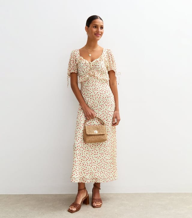 New Look Women's Cream Chiffon Floral Print Midi Dress New Look - 3