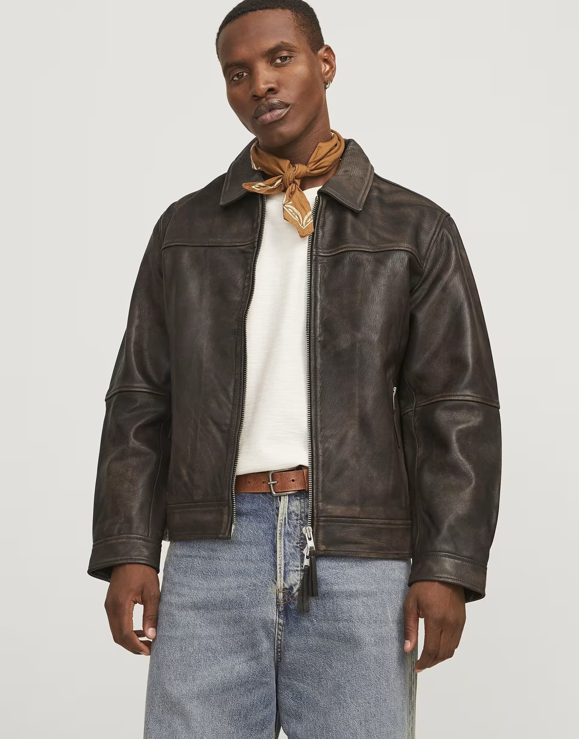 ASOS Jack & Jones Chocolate Brown Leather Jacket