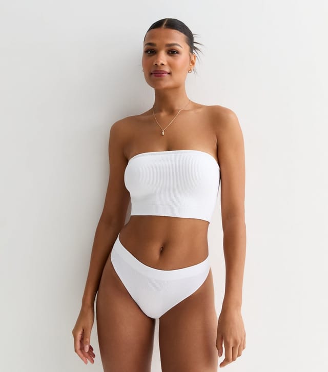 New Look Women's White Rib Seamless Soft Multiway Bandeau Bra New Look - 3