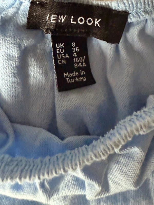 New Look Pretty Baby blue off the shoulder top by New Look size UK8