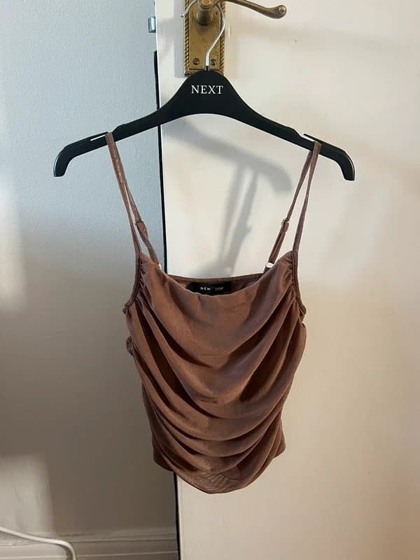New Look new look brown ruched mesh crop top