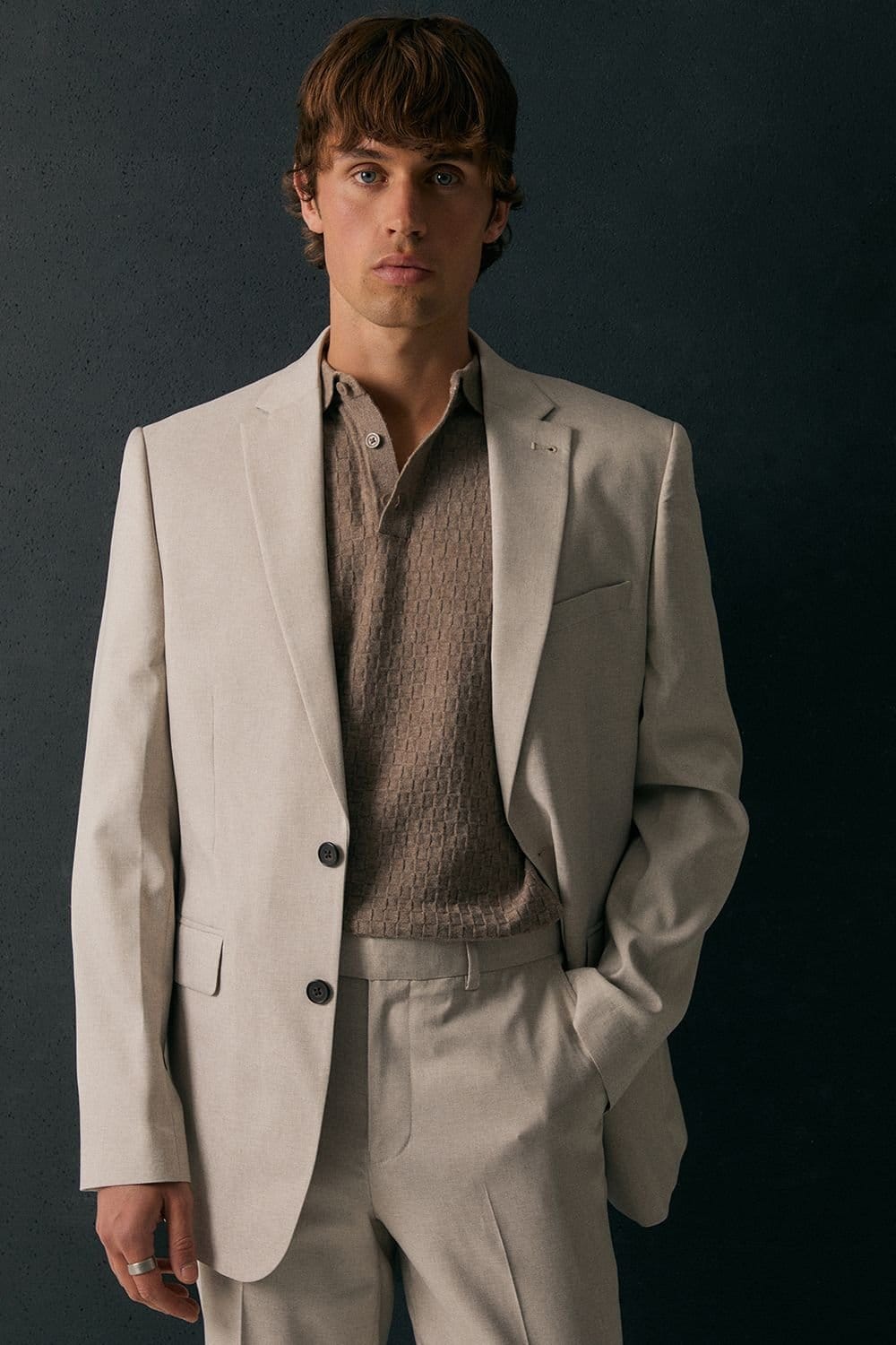 Threadbare Men's Stone Regular Fit Blazer