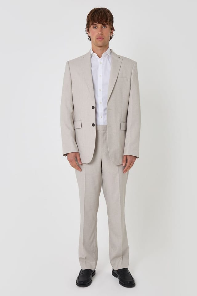 Threadbare Threadbare Men's Regular Fit Single Breasted Lightweight Blazer in Stone - 3