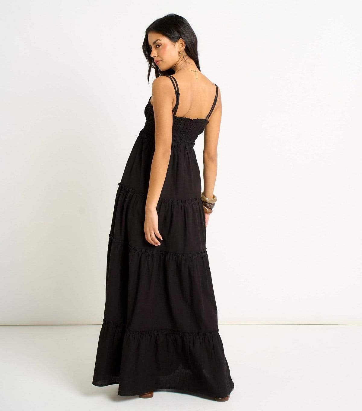 Gini London Women's Black Double Strap Flared Maxi Dress Gini London New Look - 4