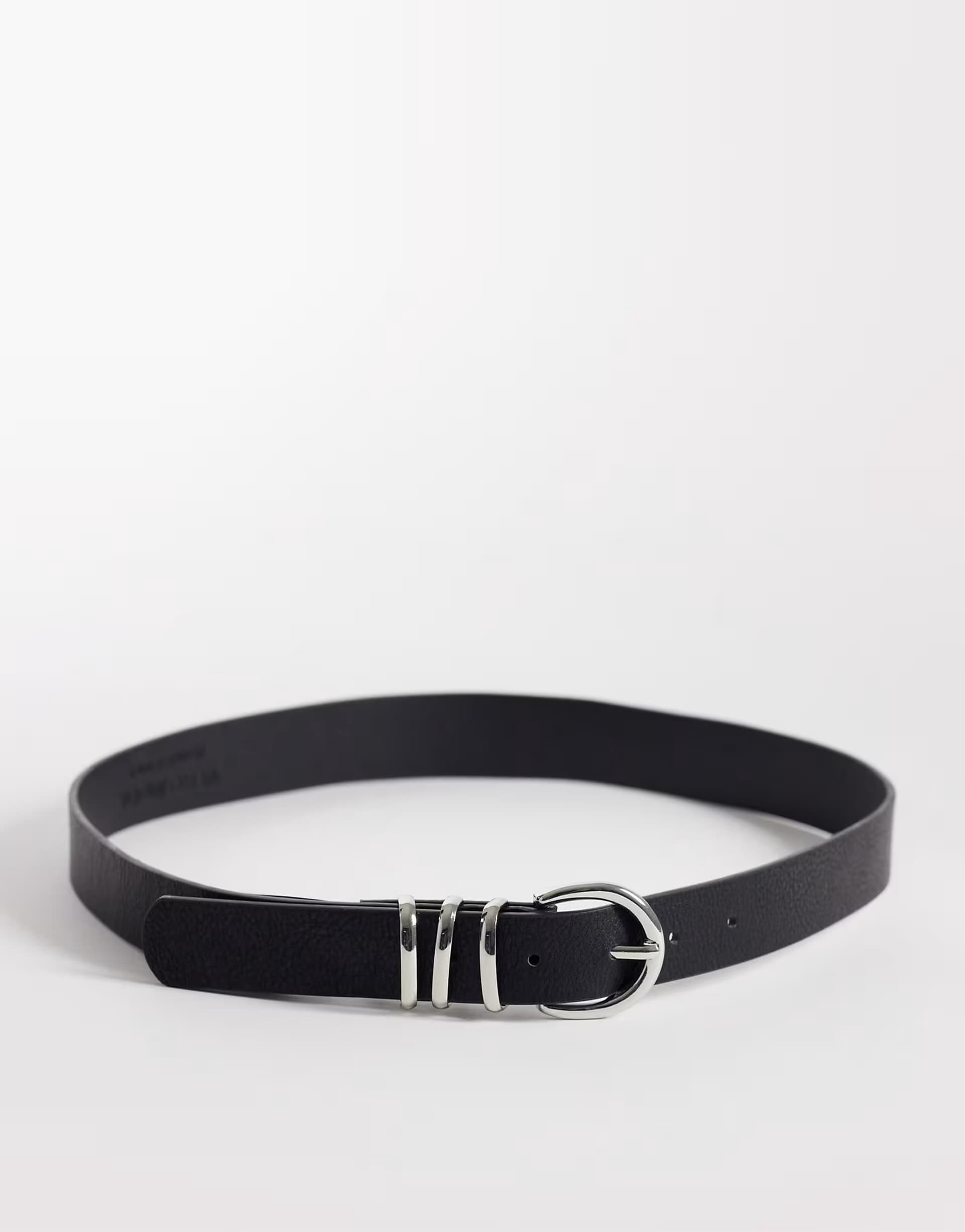 ASOS Vero Moda faux leather silver buckle belt in black