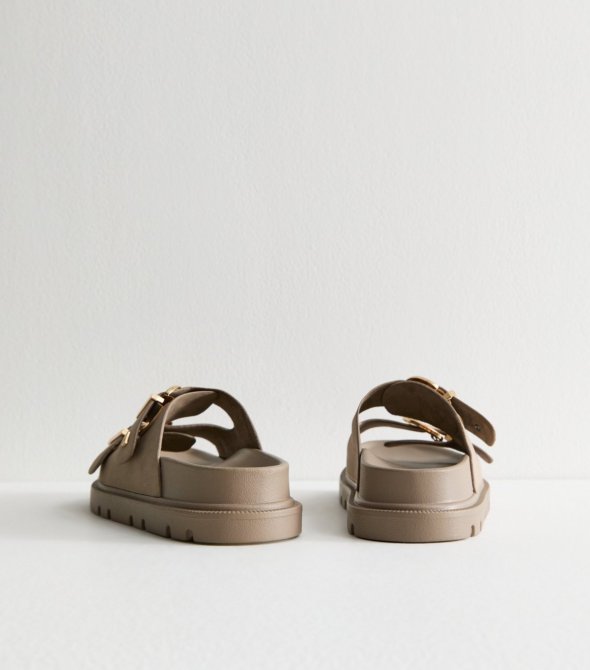 New Look Women's Wide Fit Brown Faux Leather Buckle Strap Sandals Vegan New Look - 4