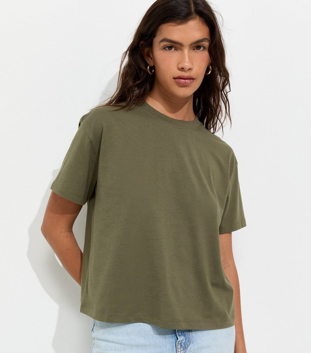 New Look Khaki Cotton Boxy Fit T-Shirt