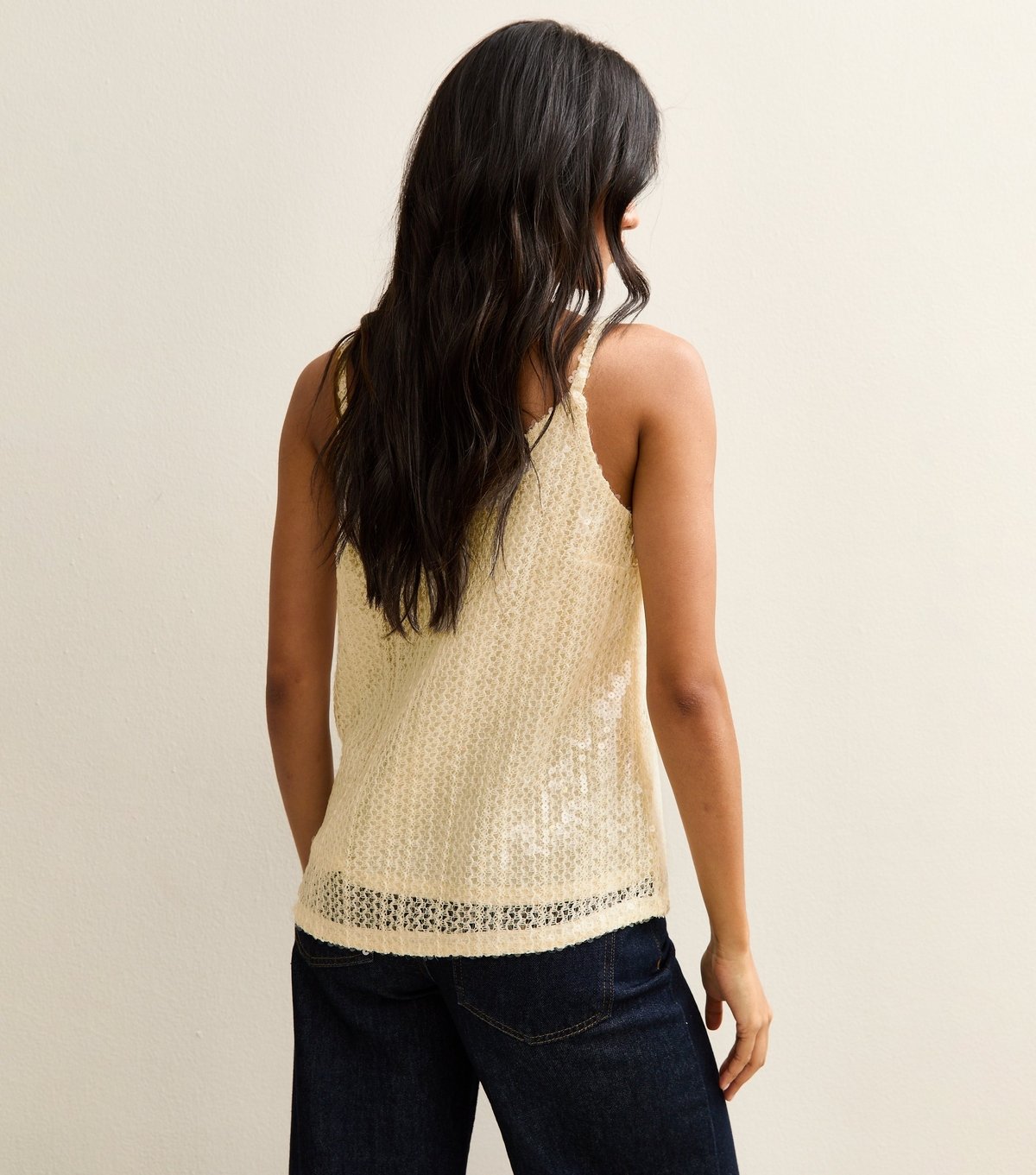 Gini London Women's Cream Sequin V-Neck Cami Top Gini London New Look - 4