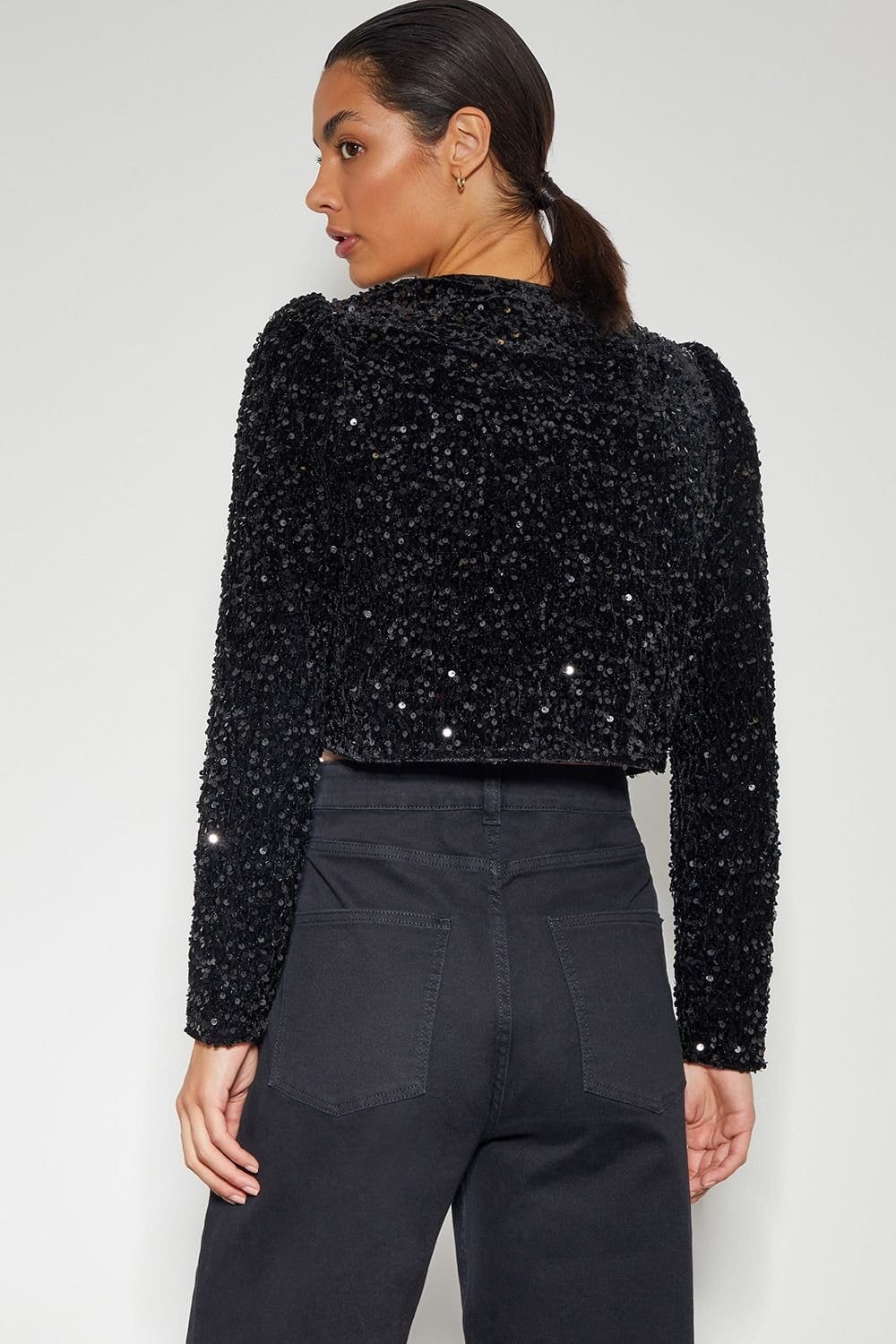 Monsoon Monsoon Women's Belinda Bow Sequin Jacket Black - 4