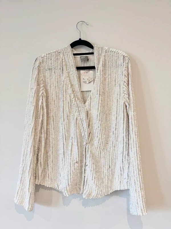 ASOS ASOS Sequin Button Up Jacket Pearl White Size 8 Bridal Hen Do