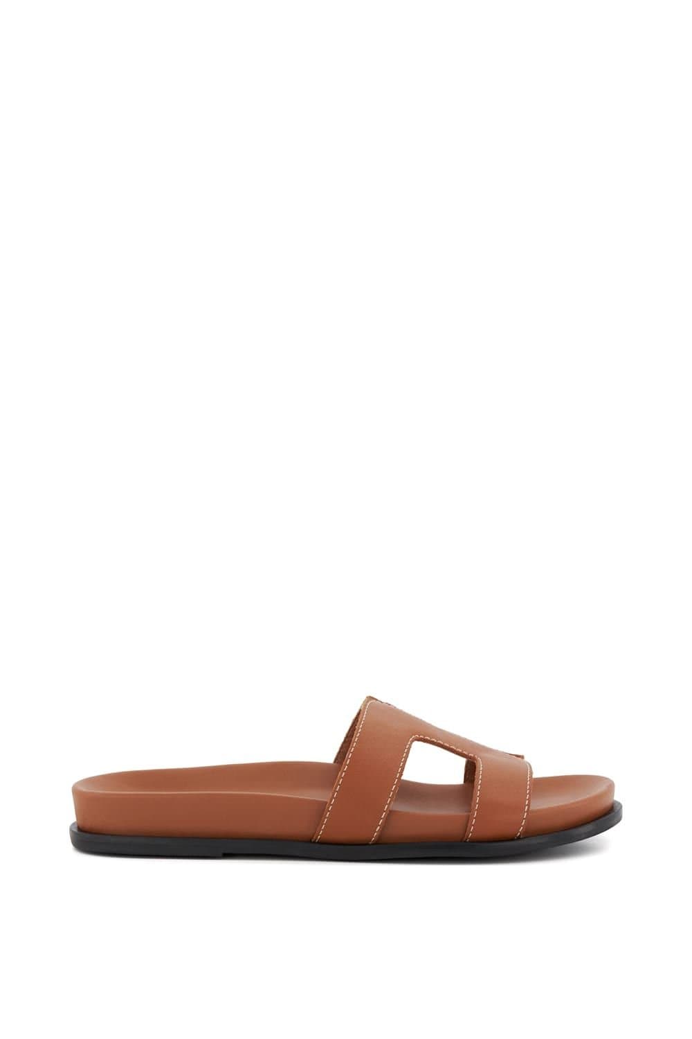 Dune London Dune London Women's Wide Fit 'Loupa' Leather Sandals in Brown