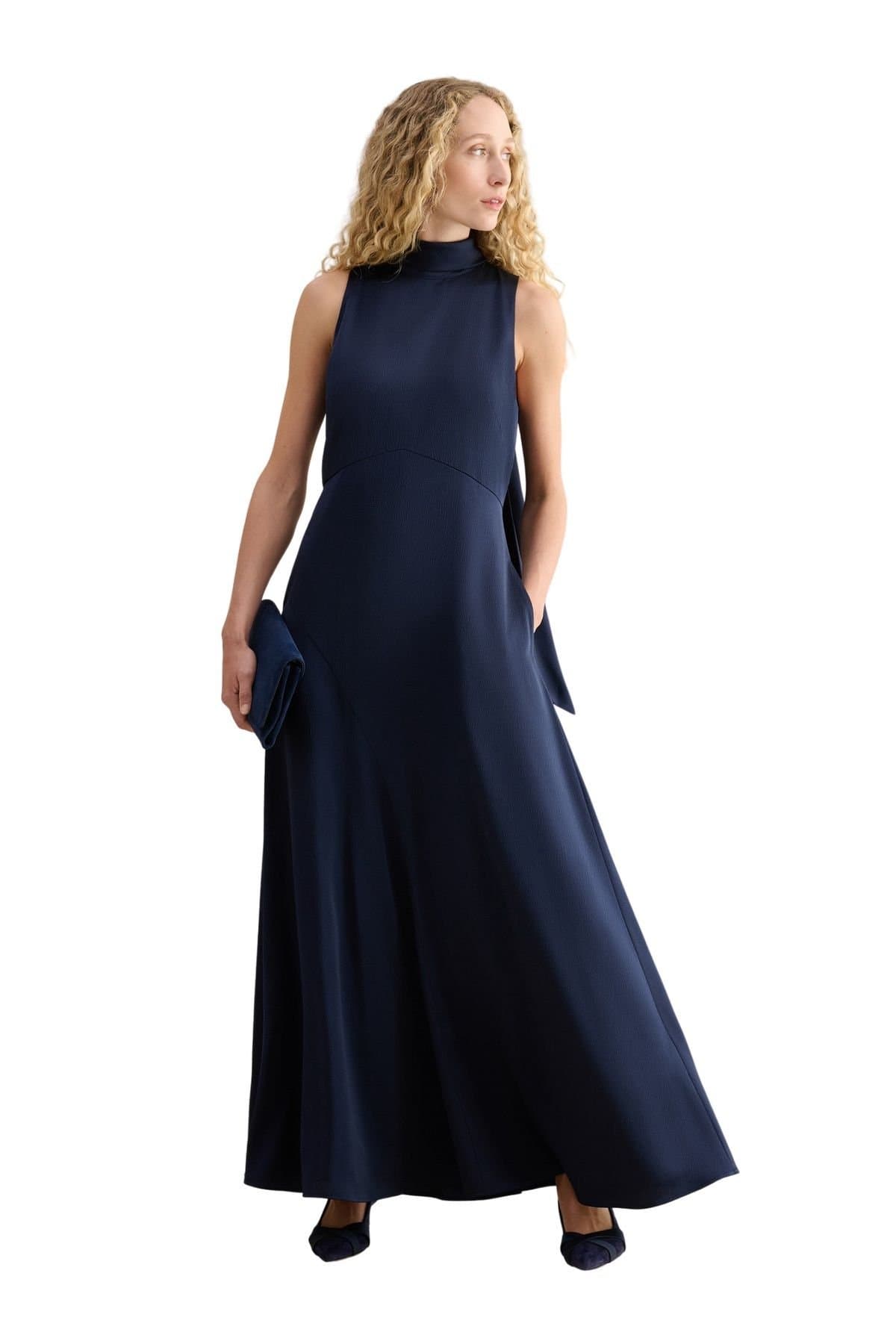 Hobbs London Hobbs London Women's Marilyn Satin Maxi Dress in Dark Navy