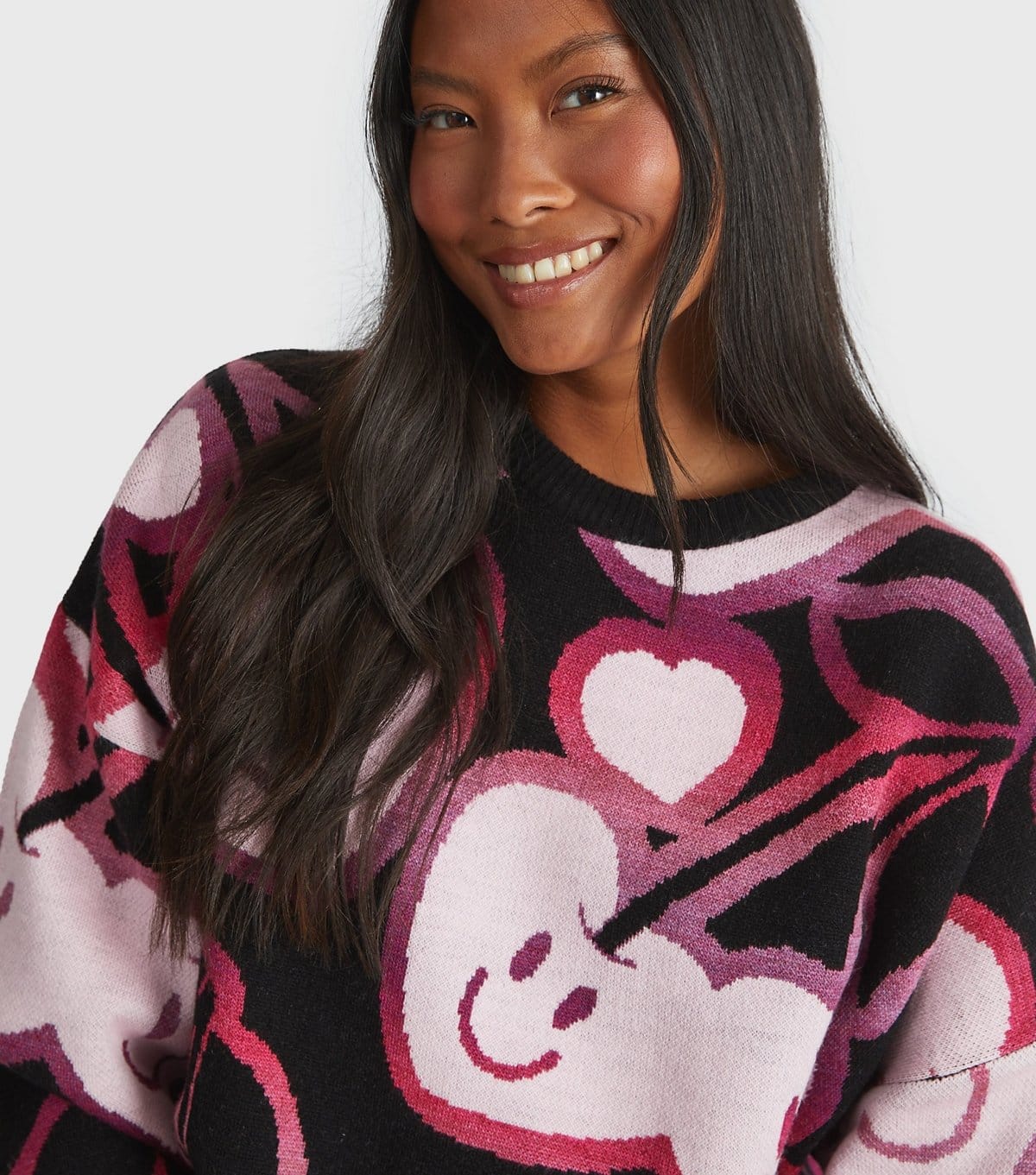 Skinnydip Women's Black Cherry Pattern Jumper Skinnydip New Look - 4