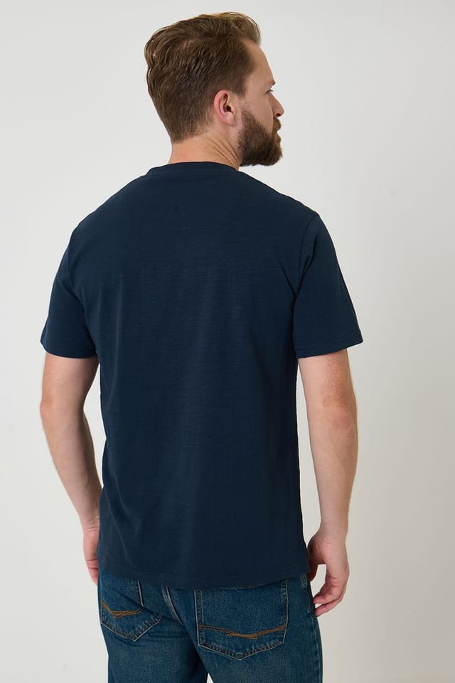 Saltwell Saltwell Men's Peached Cotton Grandad T-Shirt in Navy - 2