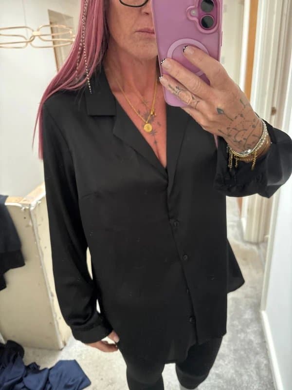 ASOS ASOS design size 14 silk satin shirt v neck black