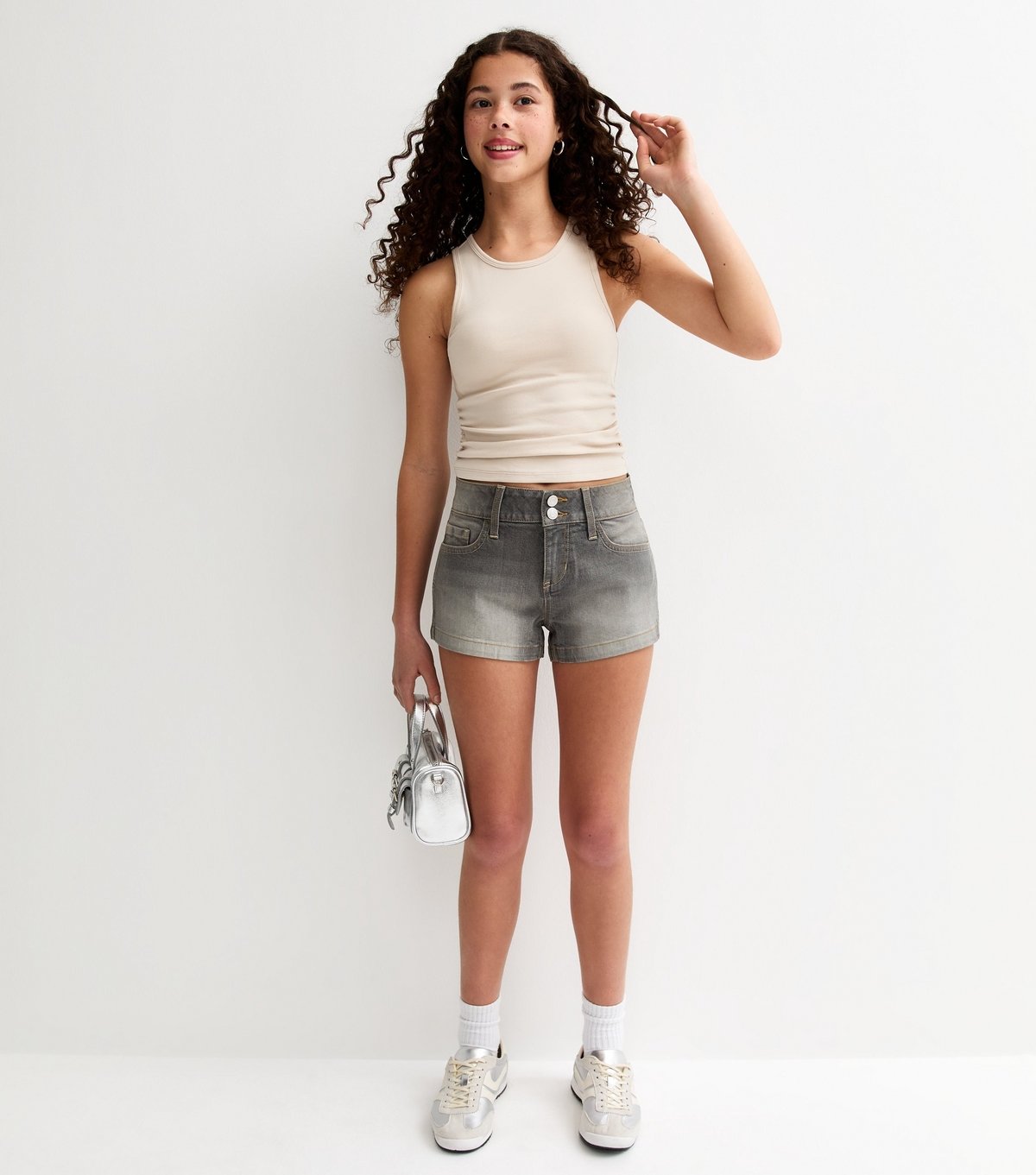 New Look Girls' Dark Grey Denim Shorts New Look - 3
