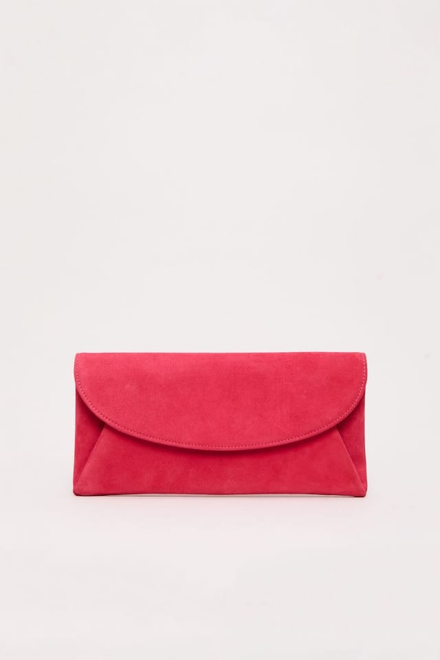 Phase Eight Phase Eight Women's Suede Envelope Chain Strap Clutch in Cerise - 2