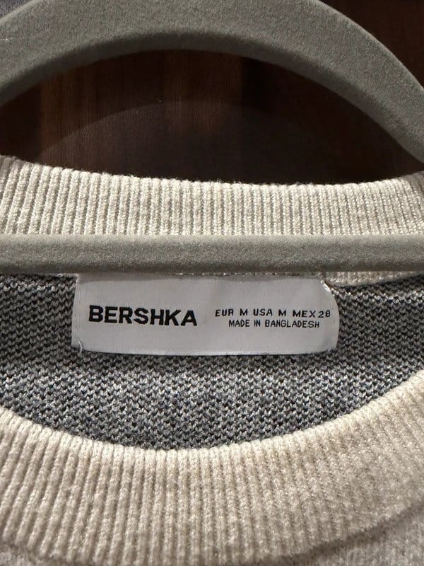 Bershka Cream & Black Graphic Knit Jumper