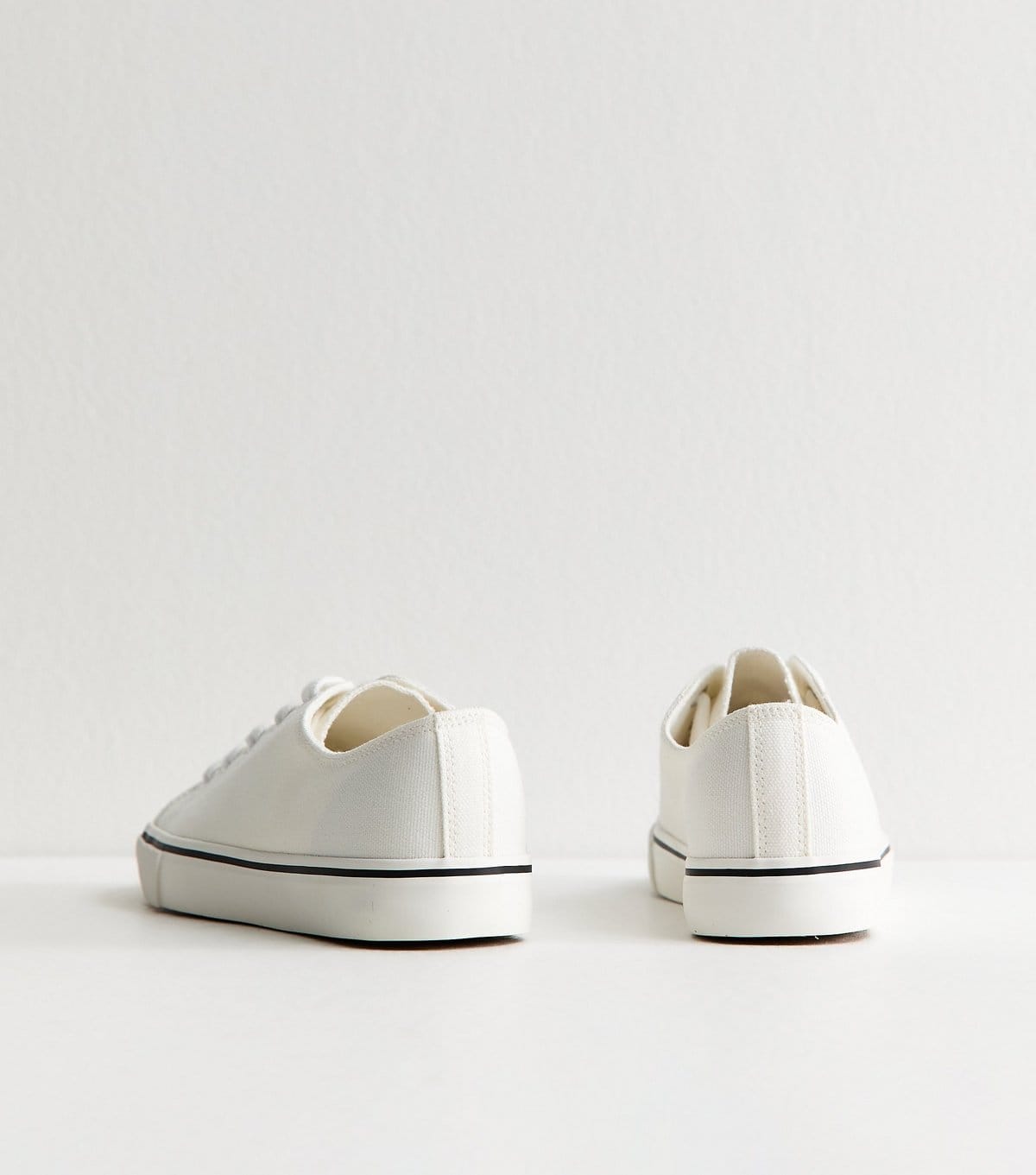 New Look Women's White Canvas Lace Up Trainers Vegan New Look - 4