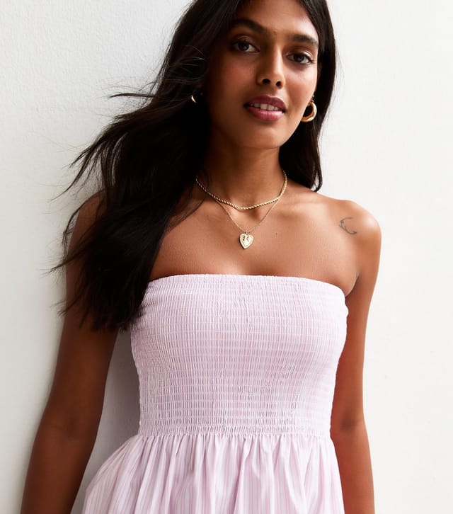 New Look Women's Pink Striped Bandeau Mini Dress New Look - 2