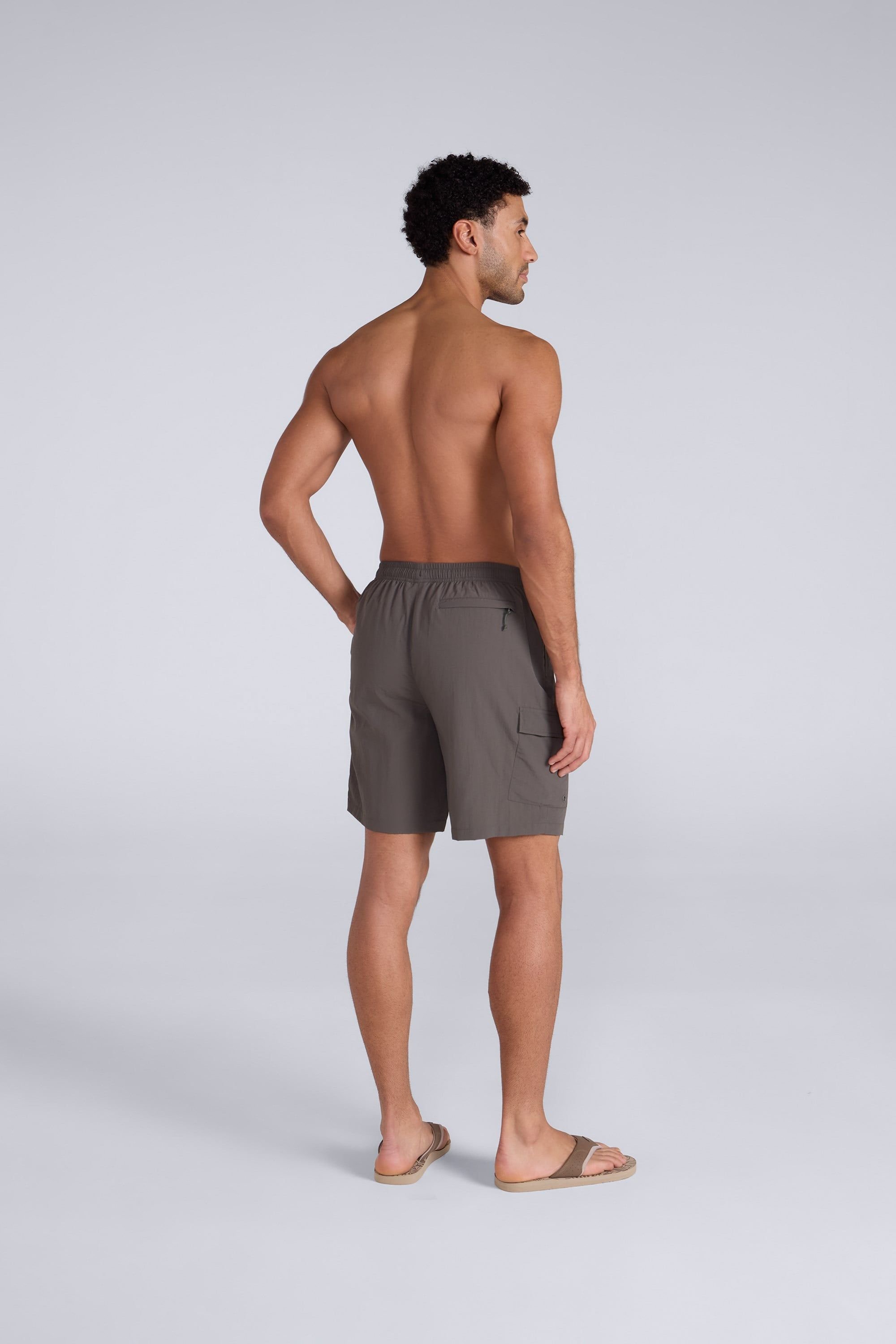 Animal Animal Men's 'Reeva' Lightweight Water Resistant Inner Drawcord Waist Swim Shorts in Khaki - 4