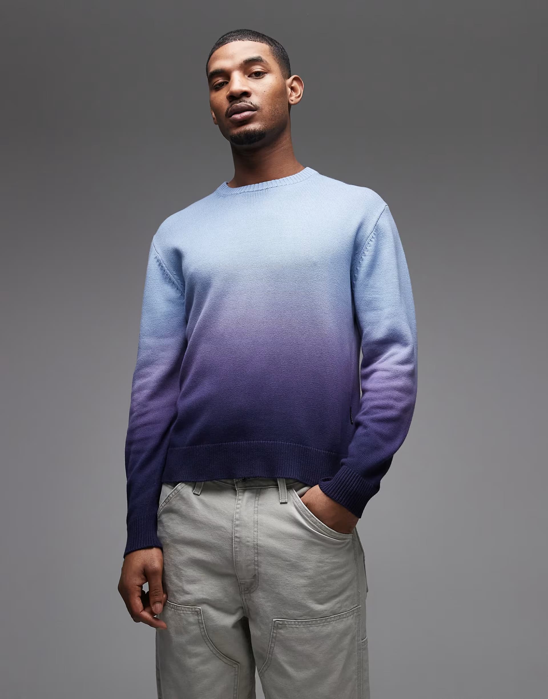 ASOS Gramicci sun fade knitted sweater in night purple