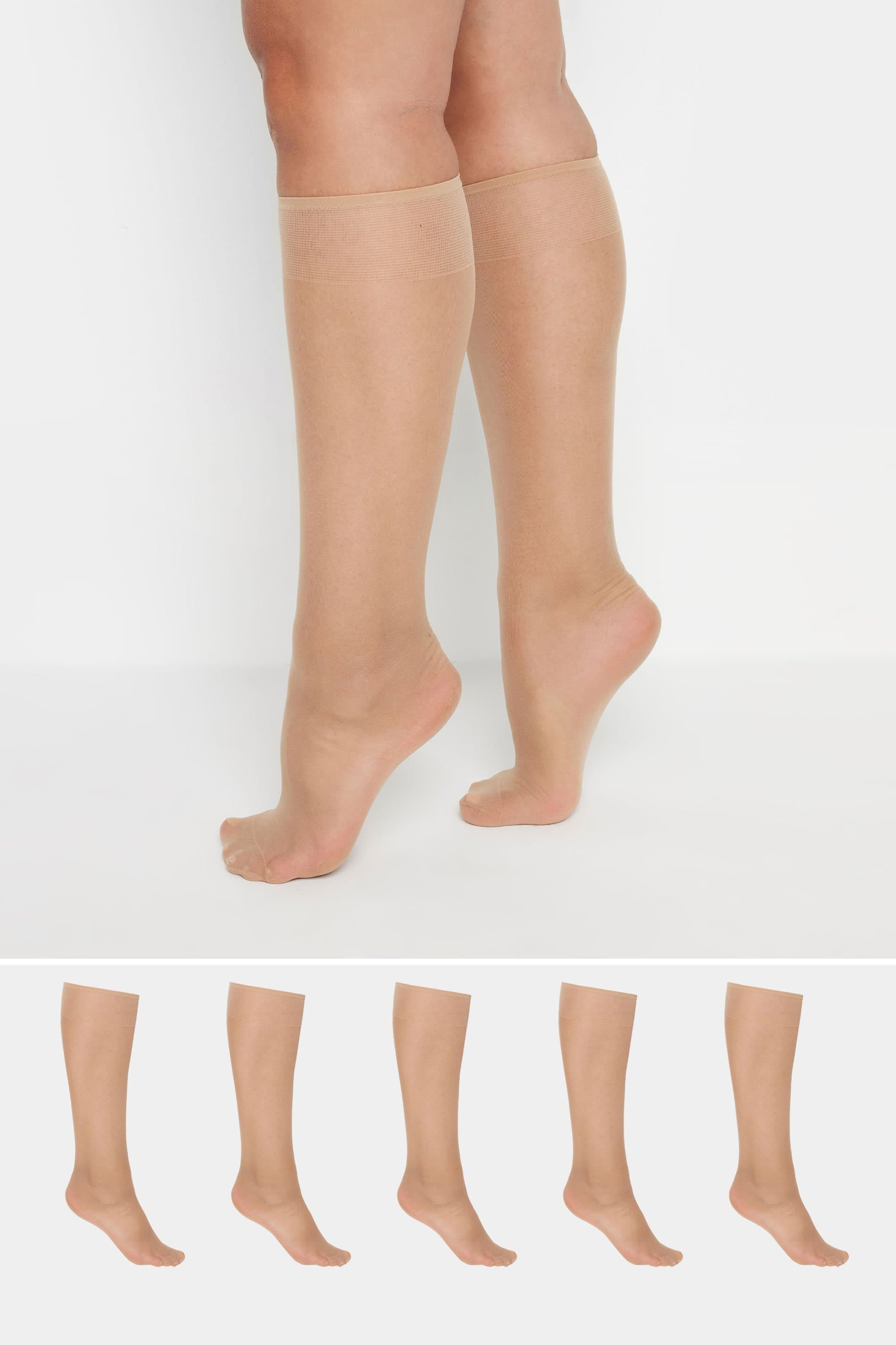 Yours 5 Pack Natural Brown Sheer Knee High Socks