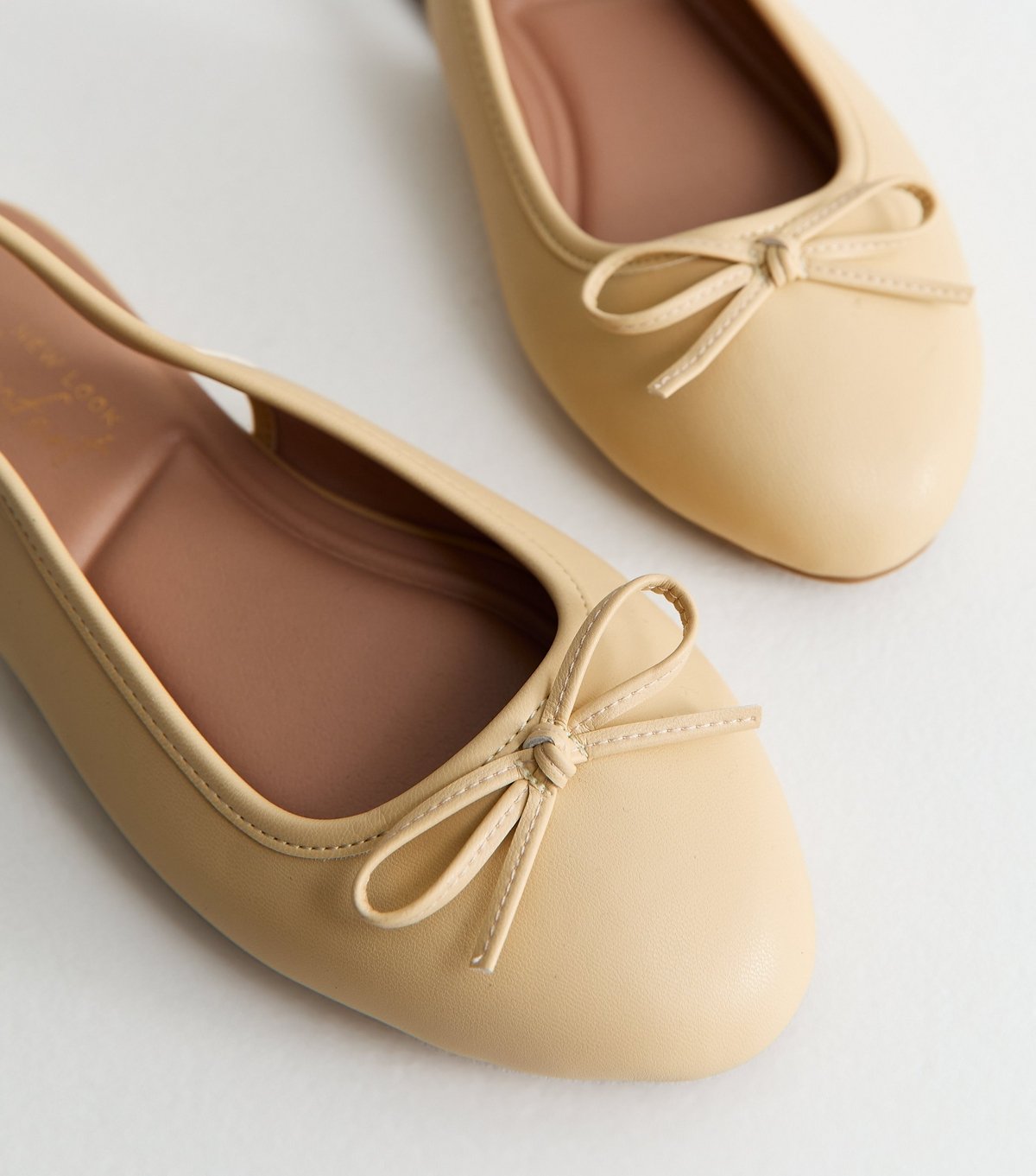 New Look Women's Wide Fit Faux Leather Light Yellow Slingback Ballet Pumps Vegan New Look - 3