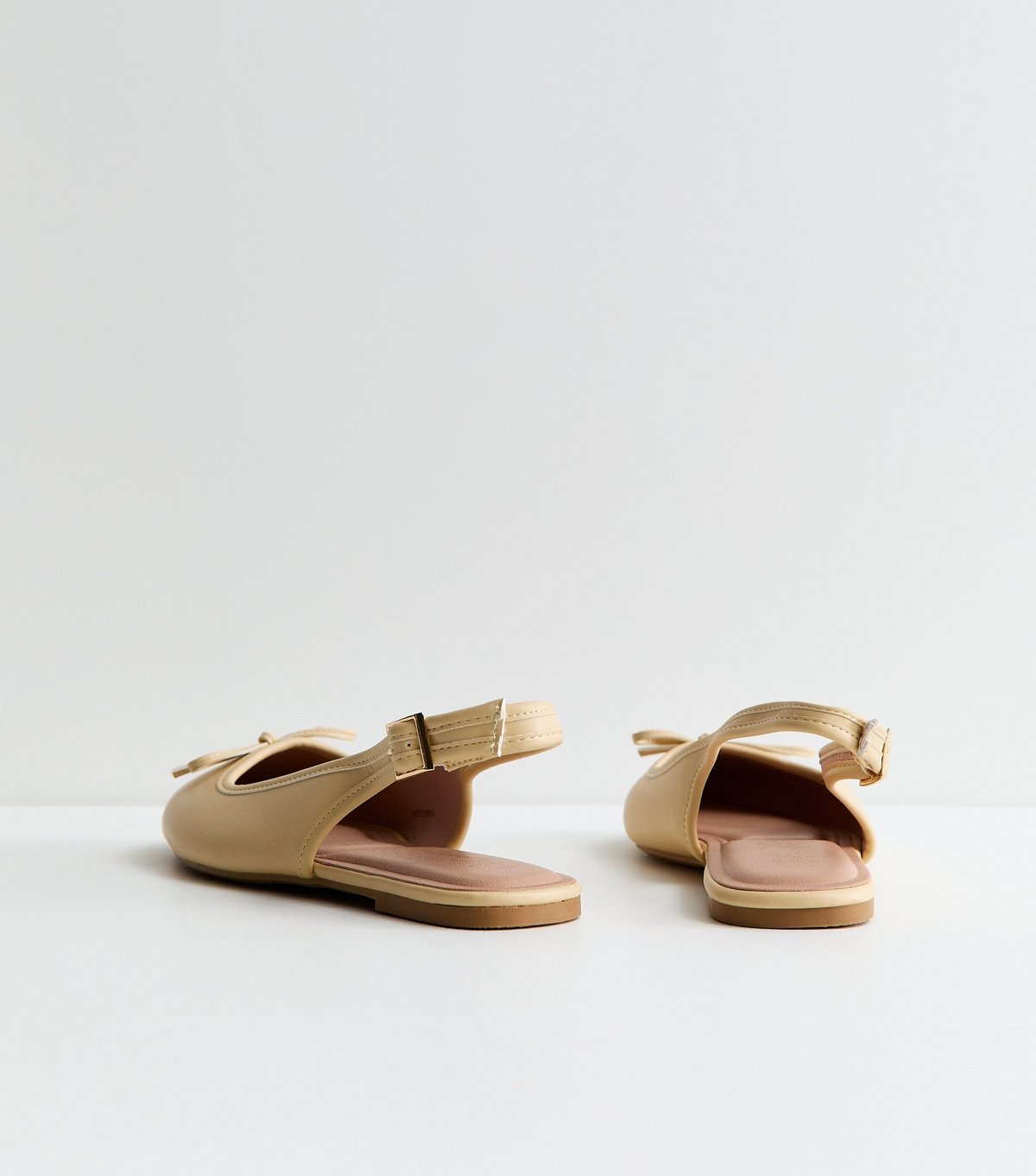 New Look Women's Wide Fit Faux Leather Light Yellow Slingback Ballet Pumps Vegan New Look - 4