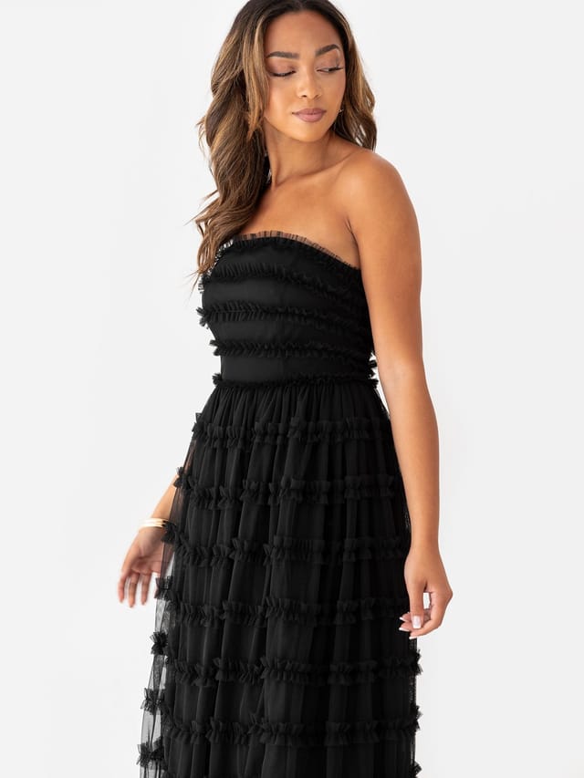 Anaya with Love Anaya with Love Women's Bandeau Ruffle Midi Dress in Black - 2