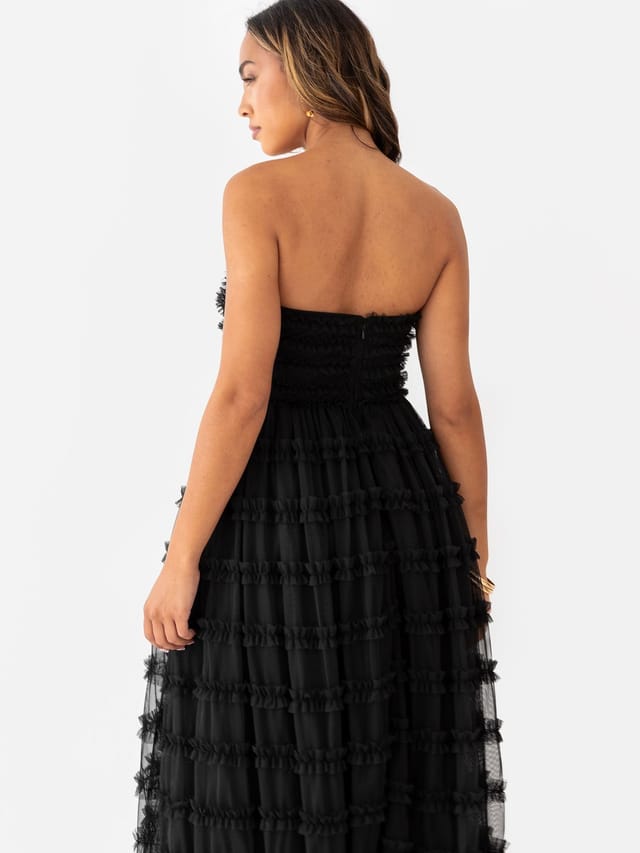 Anaya with Love Anaya with Love Women's Bandeau Ruffle Midi Dress in Black - 3