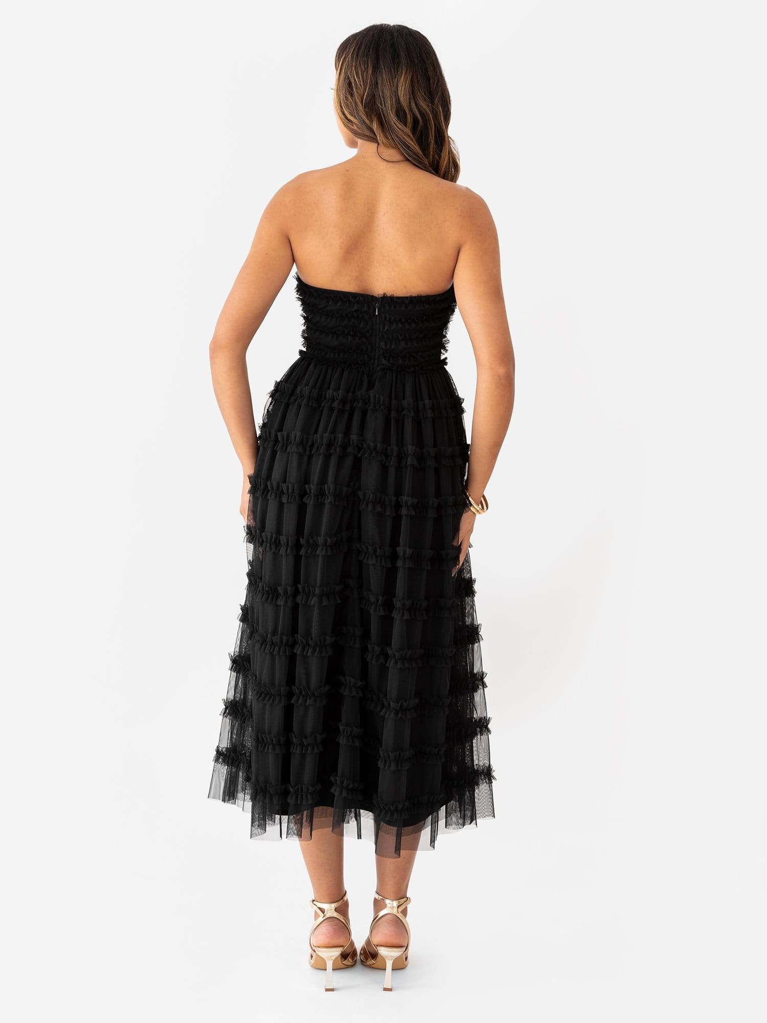 Anaya with Love Anaya with Love Women's Bandeau Ruffle Midi Dress in Black - 4