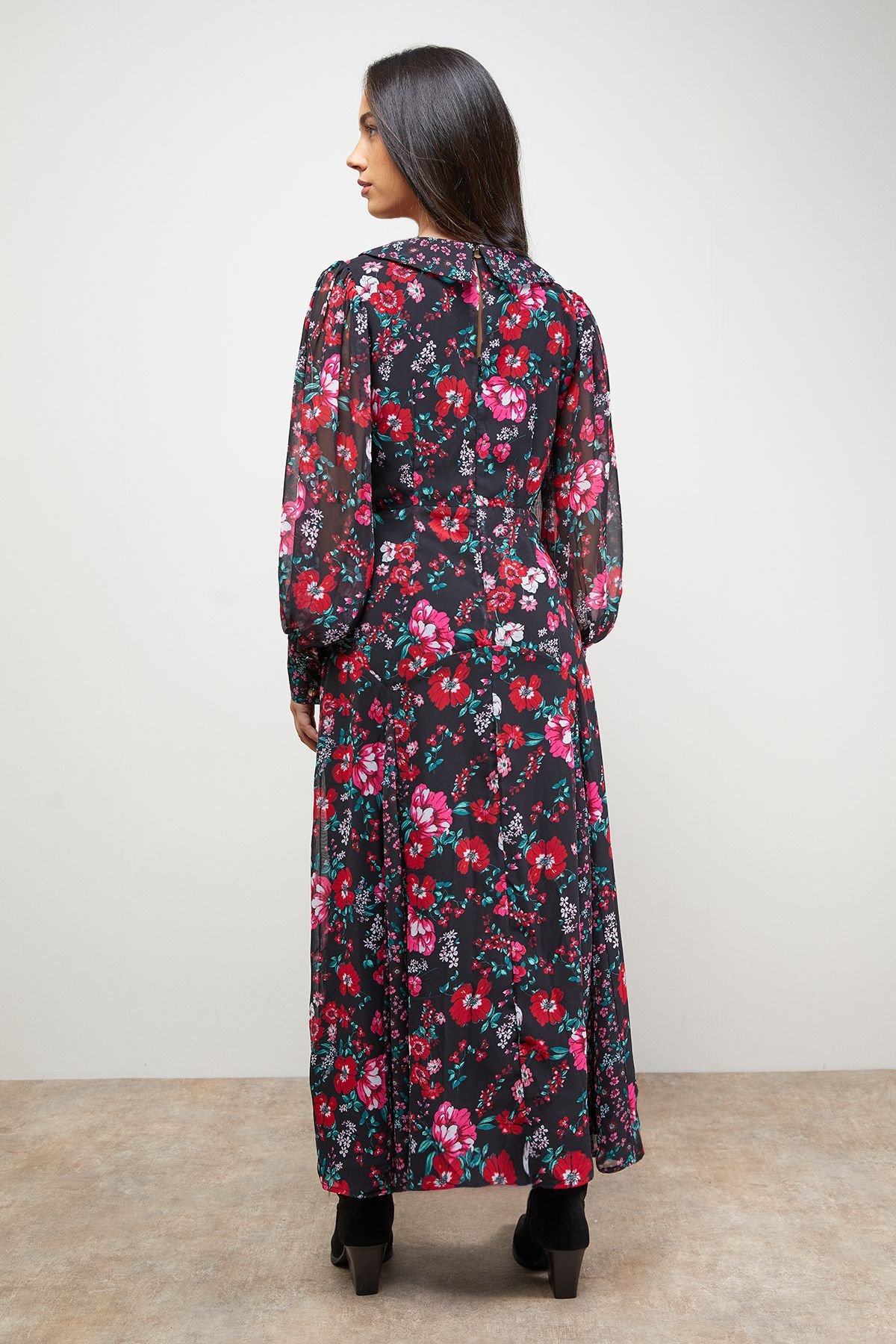 Oasis Oasis Women's Statement Collar Long Sleeve Maxi Dress in Floral - 3