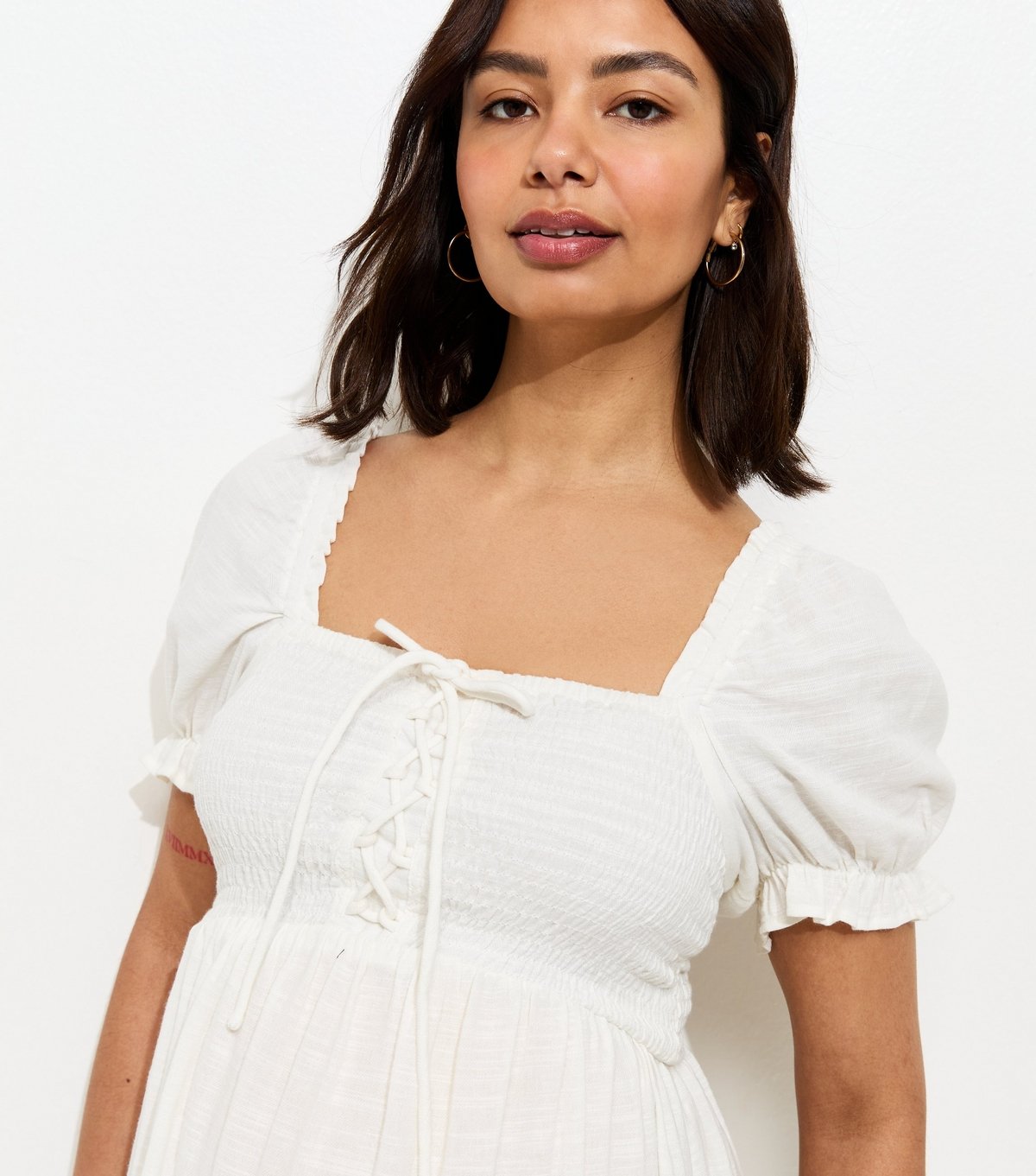 New Look Women's Maternity White Tie Front Shirred Midi Dress New Look - 2