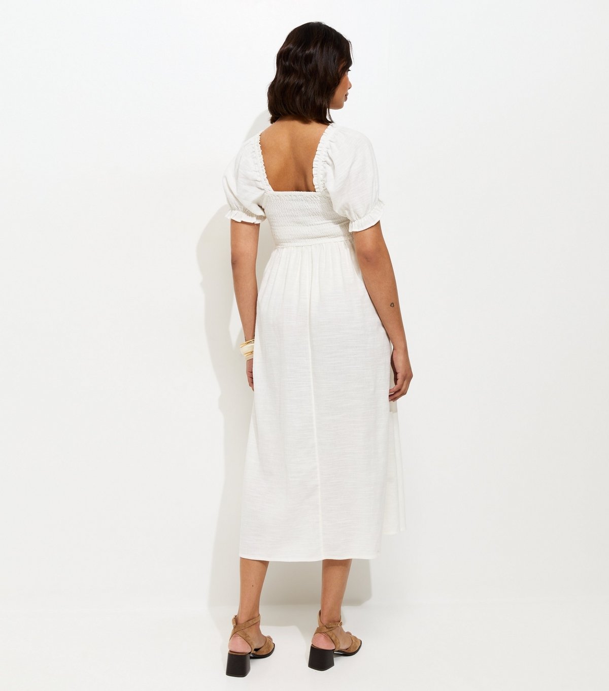 New Look Women's Maternity White Tie Front Shirred Midi Dress New Look - 4