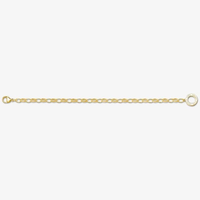 Thomas Sabo THOMAS SABO Women's 18ct Gold Plated Oval Belcher Charm Bracelet X0031-413-39-L19, 5 - 2