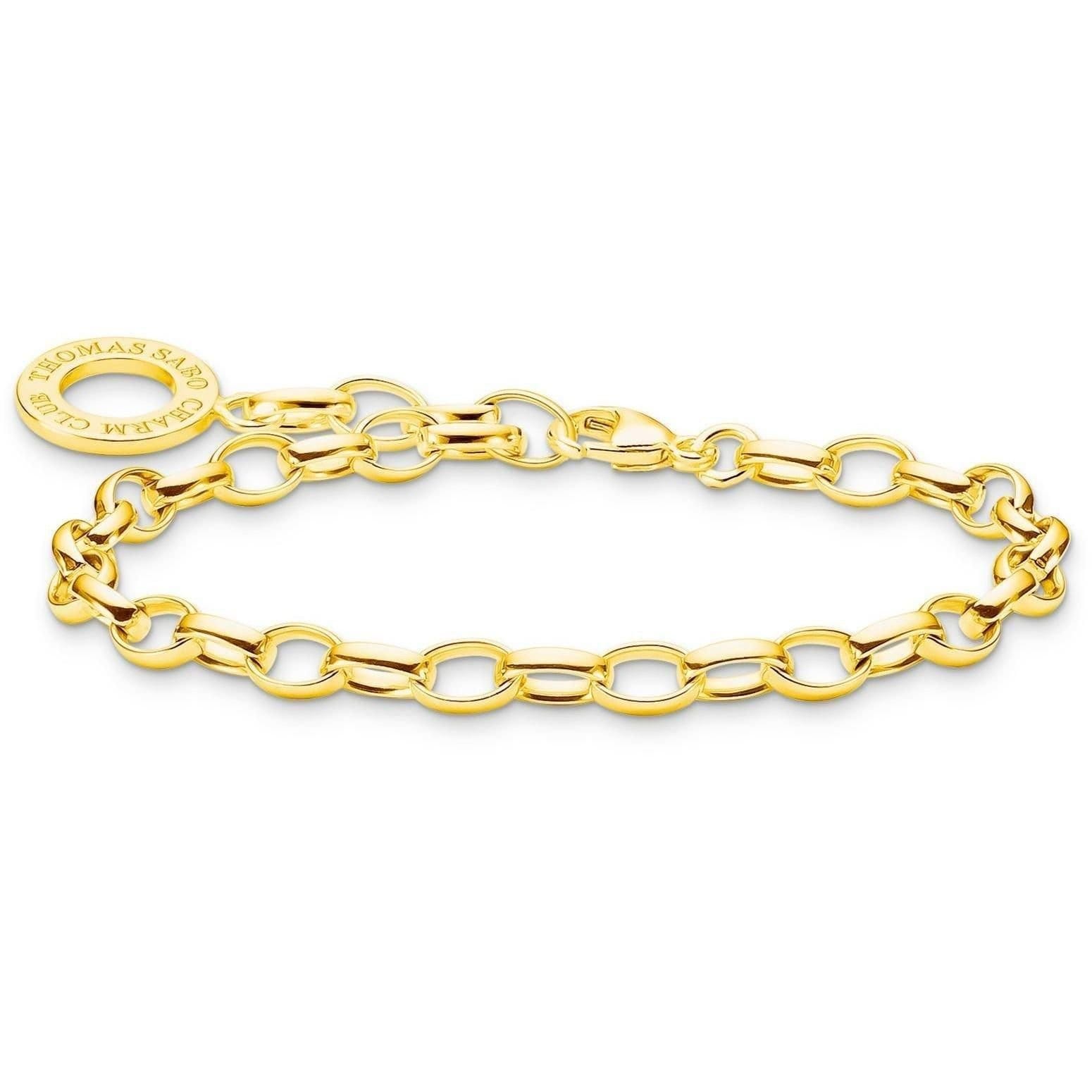 Thomas Sabo THOMAS SABO Women's 18ct Gold Plated Oval Belcher Charm Bracelet X0031-413-39-L19, 5 - 4