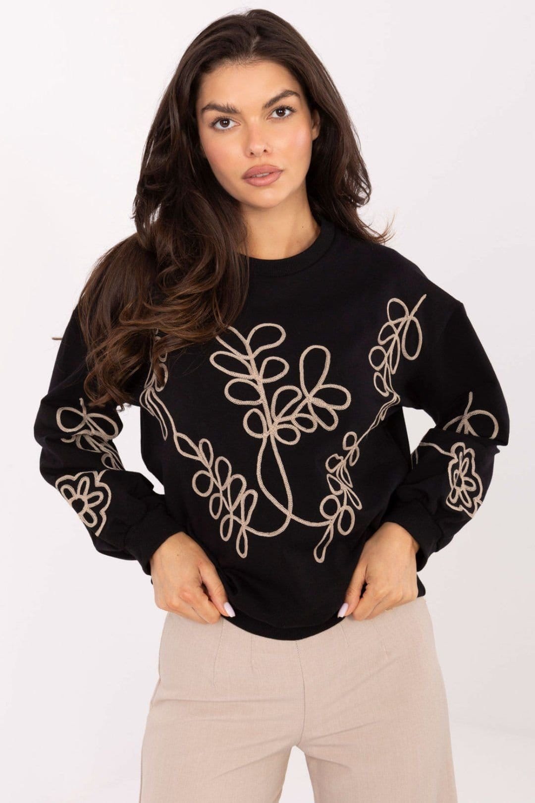 Love Lace Black Embroidered Sweatshirt