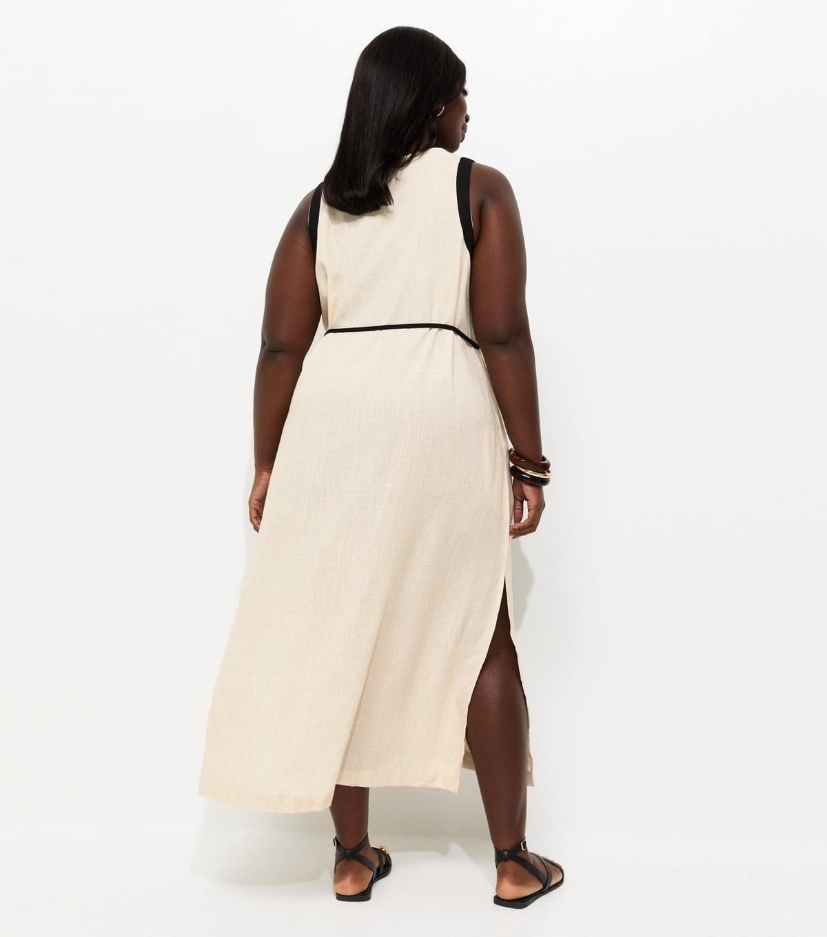 New Look Women's Plus Size Cream Contrast Trim Column Midi Dress Curves New Look - 4