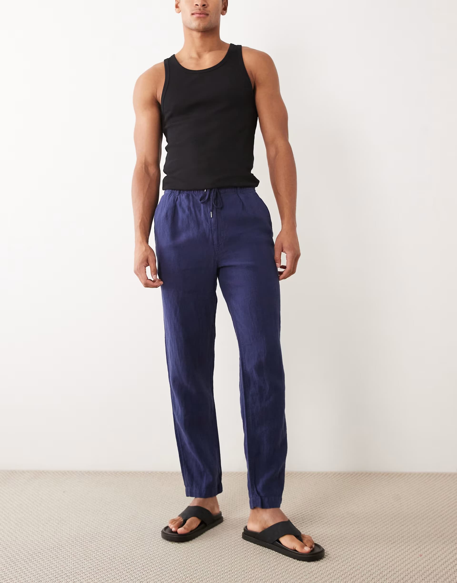 ASOS Polo Ralph Lauren linen drawstring trousers in navy