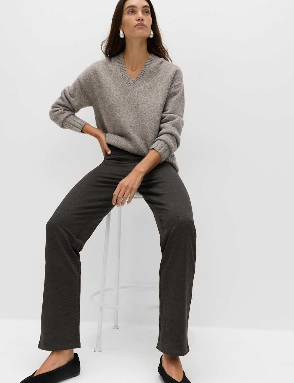 Marks & Spencer M&S Cotton Rich Straight Leg Joggers Charcoal - 3