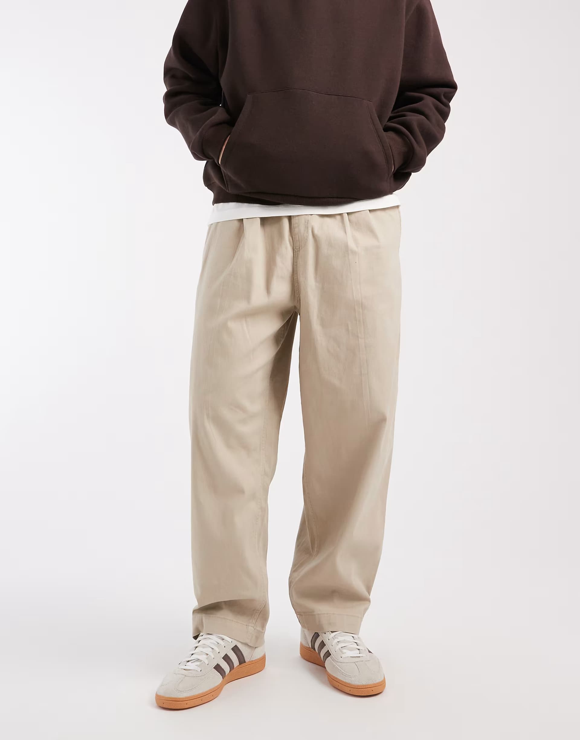 ASOS Jack & Jones barrel fit drawstring chino in beige