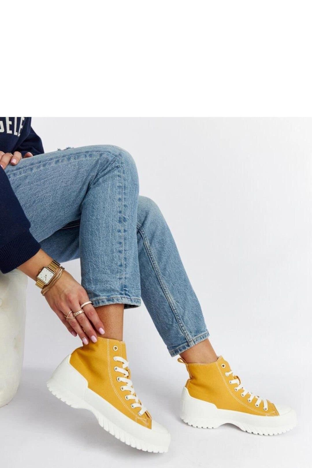 Love Lace Love Lace Women's Comfort Mid Heel Ankle Lace Up Sneakers Rubber Everyday Durable in Mustard