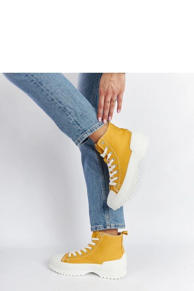 Love Lace Love Lace Women's Comfort Mid Heel Ankle Lace Up Sneakers Rubber Everyday Durable in Mustard - 3