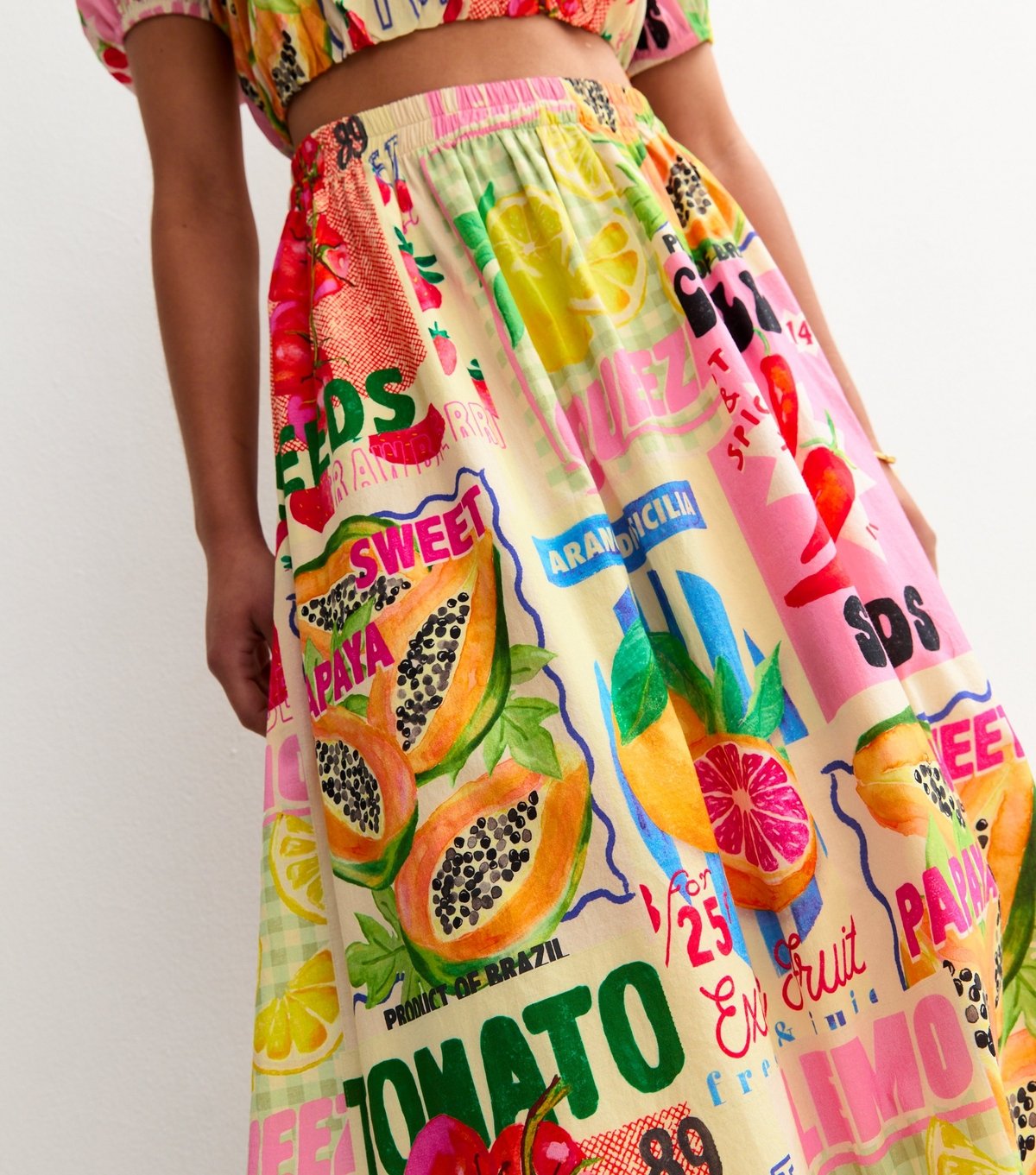 New Look Women's Multicoloured Fruit Print Midi Skirt New Look - 3
