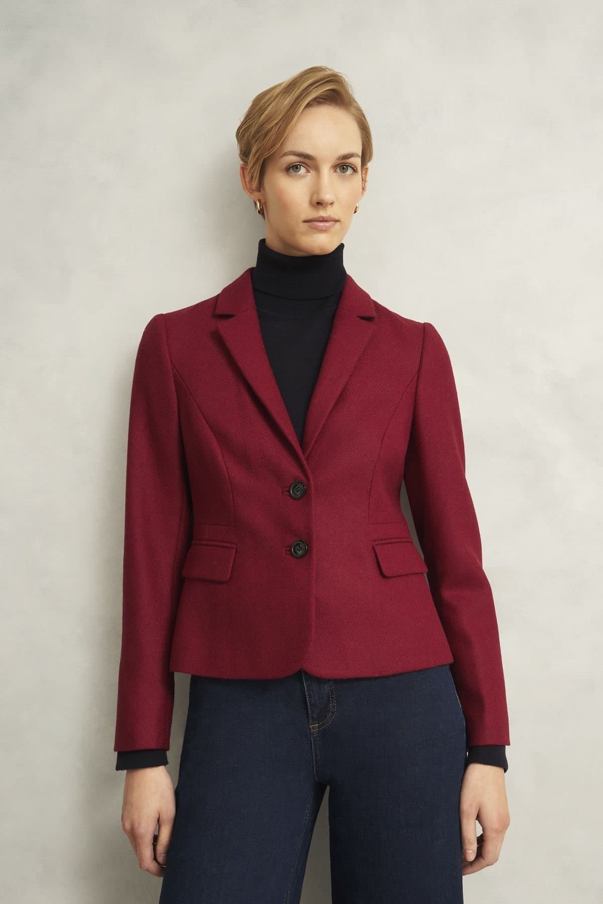 Hobbs London Hobbs London Wine Tweed Blazer Jacket