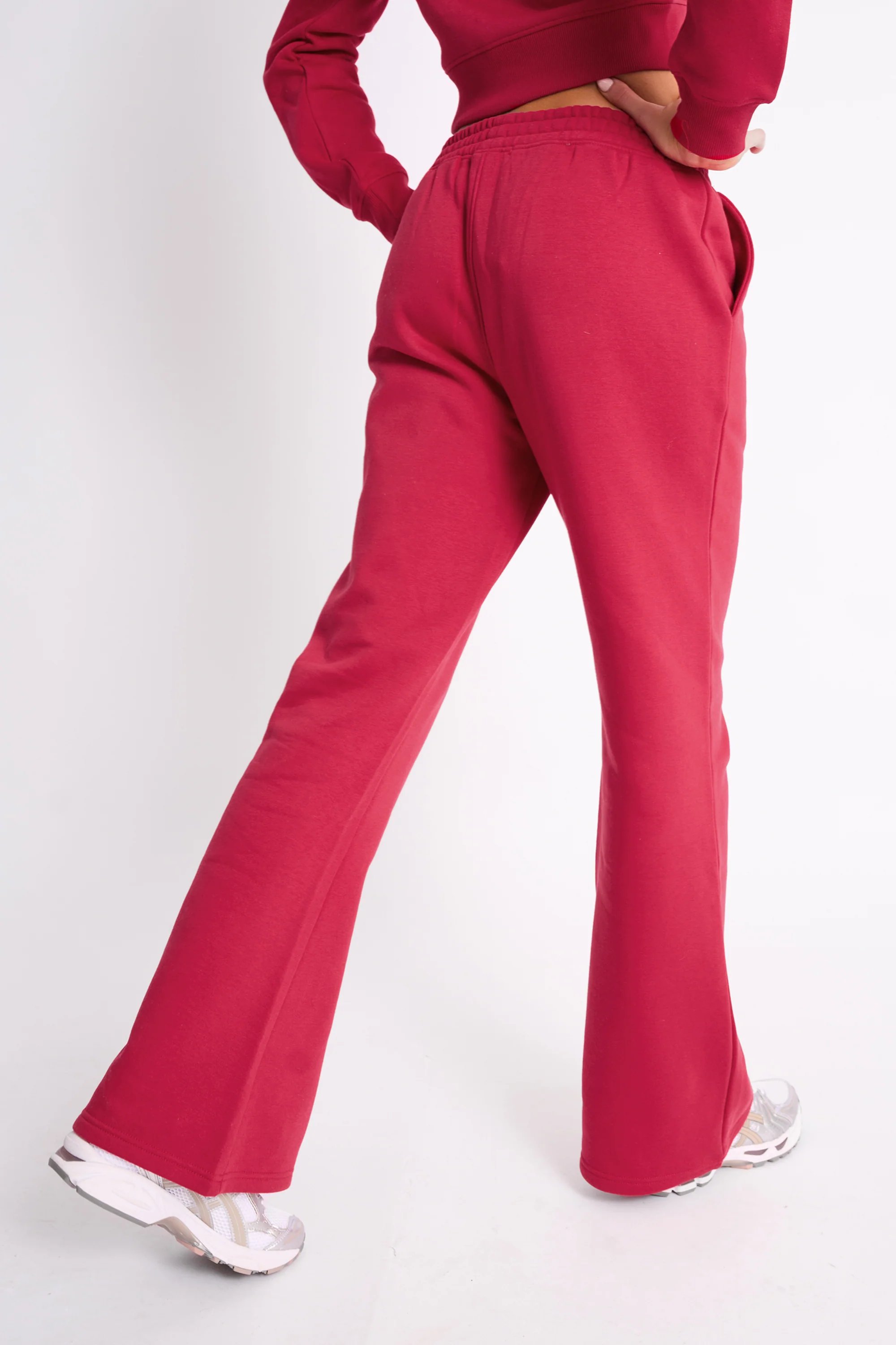 Kaiia Kaiia Logo Wide Leg Joggers Cranberry & Pink - 3