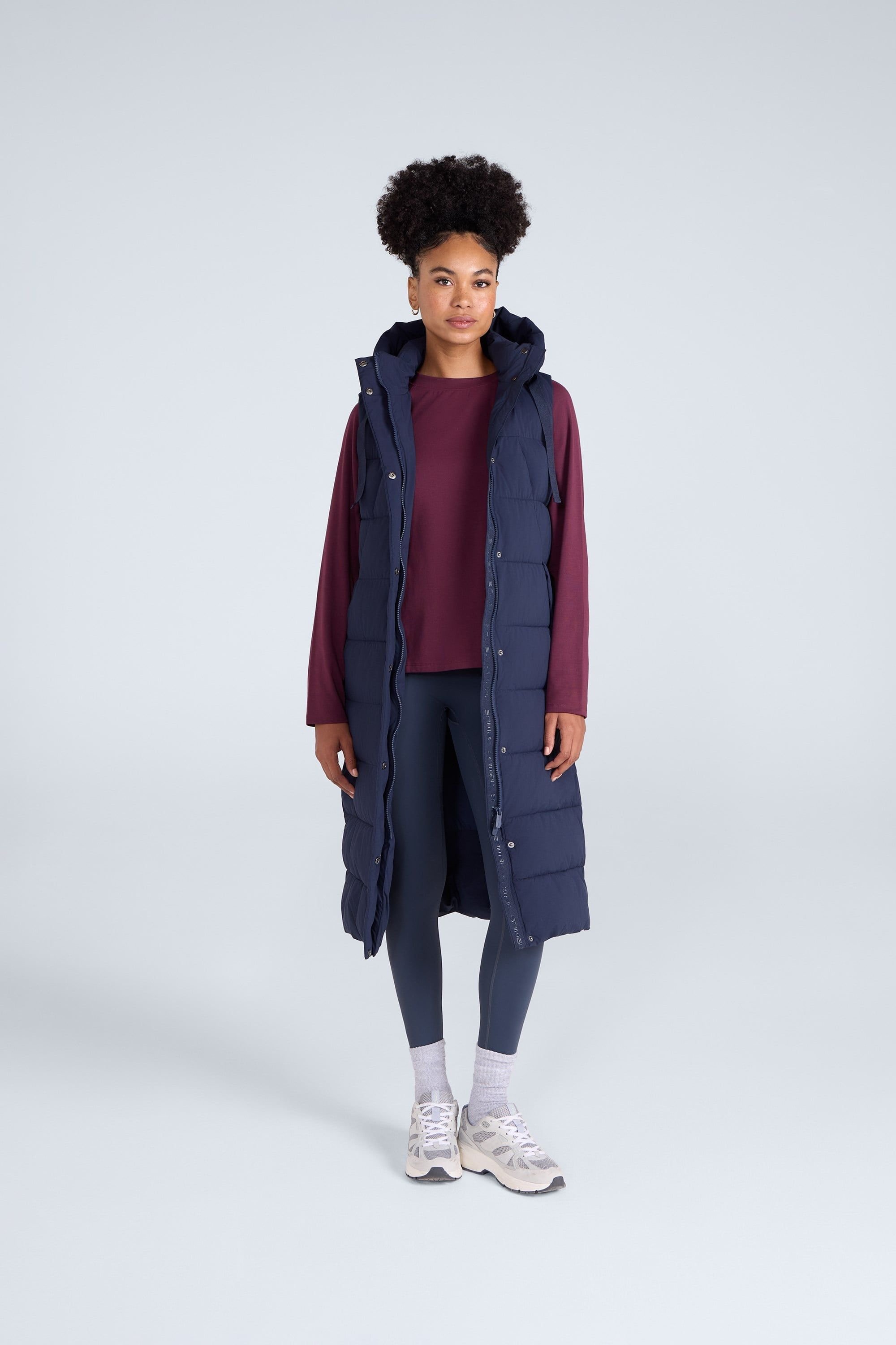 Animal Animal Women's 'Comfort Zone' Water Resistant PFC Free Hooded Padded Longline Gilet in Navy - 2